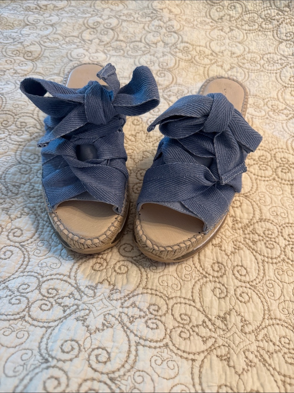 Free People New Chapmin denim Blue Knotted Sport Slide Sandals!! - Picture 1 of 4